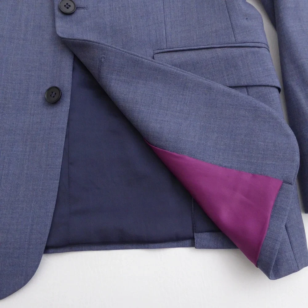 Charles Tyrwhitt Men Blazer Dew Blue Merino Wool 38R Extra Slim Fit